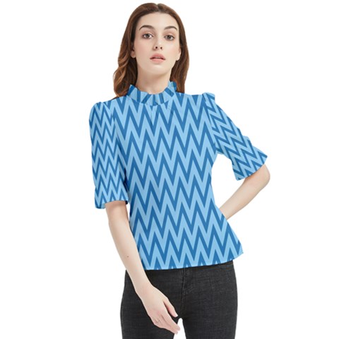 Background-cevrons-blue-001 Frill Neck Blouse by nate14shop