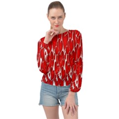 Banner Love Red Banded Bottom Chiffon Top