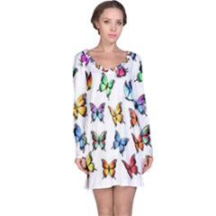 Big Collection Off Colorful Butterfiles Long Sleeve Nightdress by nate14shop