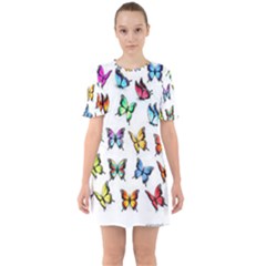 Big Collection Off Colorful Butterfiles Sixties Short Sleeve Mini Dress by nate14shop