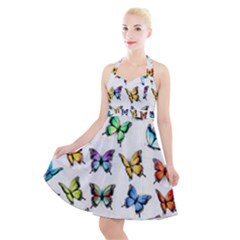 Big Collection Off Colorful Butterfiles Halter Party Swing Dress  by nate14shop