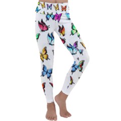 Big Collection Off Colorful Butterfiles Kids  Lightweight Velour Classic Yoga Leggings by nate14shop