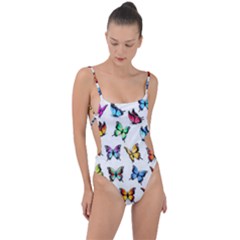 Big Collection Off Colorful Butterfiles Tie Strap One Piece Swimsuit by nate14shop