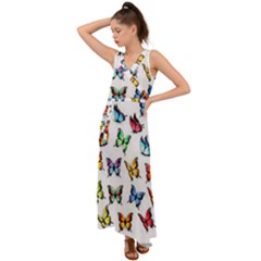 Big Collection Off Colorful Butterfiles V-neck Chiffon Maxi Dress by nate14shop