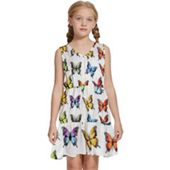 Big Collection Off Colorful Butterfiles Kids  Sleeveless Tiered Mini Dress