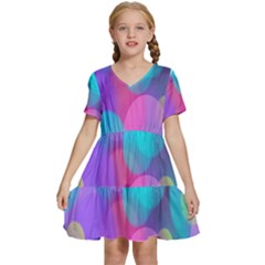 Bokeh-002 Kids  Short Sleeve Tiered Mini Dress