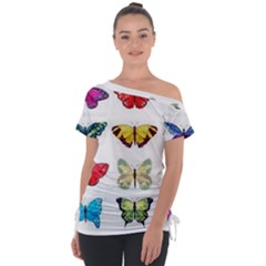 Butterflay Off Shoulder Tie-up Tee