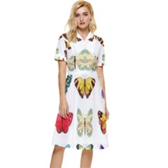 Butterflay Button Top Knee Length Dress by nate14shop