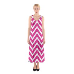 Chevrons - Pink Sleeveless Maxi Dress