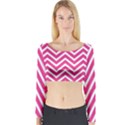 Chevrons - Pink Long Sleeve Crop Top View1