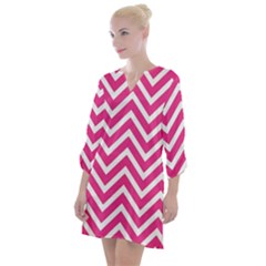 Chevrons - Pink Open Neck Shift Dress by nate14shop