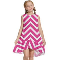 Chevrons - Pink Kids  Frill Swing Dress by nate14shop