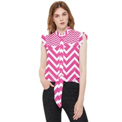 Chevrons - Pink Frill Detail Shirt