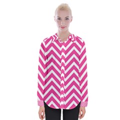 Chevrons - Pink Womens Long Sleeve Shirt