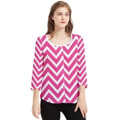 Chevrons - Pink Chiffon Quarter Sleeve Blouse by nate14shop