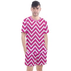 Chevrons - Pink Men s Mesh Tee And Shorts Set