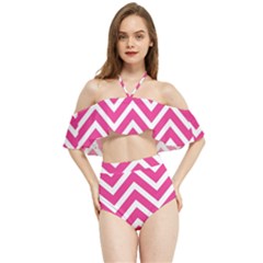 Chevrons - Pink Halter Flowy Bikini Set  by nate14shop