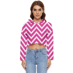 Chevrons - Pink Women s Lightweight Cropped Hoodie by nate14shop