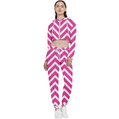 Chevrons - Pink Cropped Zip Up Lounge Set by nate14shop