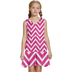 Chevrons - Pink Kids  Sleeveless Tiered Mini Dress by nate14shop