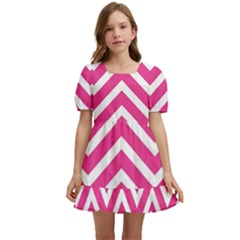 Chevrons - Pink Kids  Short Sleeve Dolly Dress by nate14shop