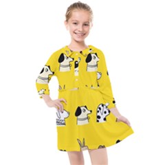 Dogs Kids  Quarter Sleeve Shirt Dress