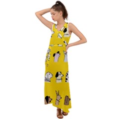 Dogs V-neck Chiffon Maxi Dress by nate14shop