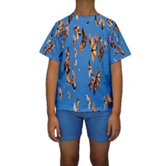 Eastern Monarch Butterfly Kids  Short Sleeve Swimwear