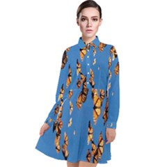 Eastern Monarch Butterfly Long Sleeve Chiffon Shirt Dress by nate14shop