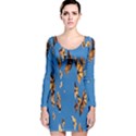 Eastern Monarch Butterfly Long Sleeve Velvet Bodycon Dress View1