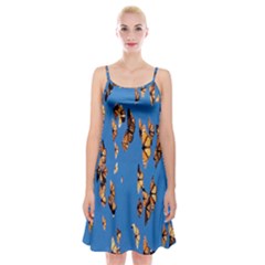 Eastern Monarch Butterfly Spaghetti Strap Velvet Dress by nate14shop