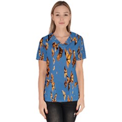 Eastern Monarch Butterfly Women s V-Neck Scrub Top