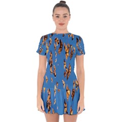 Eastern Monarch Butterfly Drop Hem Mini Chiffon Dress by nate14shop