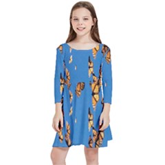 Eastern Monarch Butterfly Kids  Quarter Sleeve Skater Dress