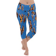 Eastern Monarch Butterfly Lightweight Velour Capri Yoga Leggings