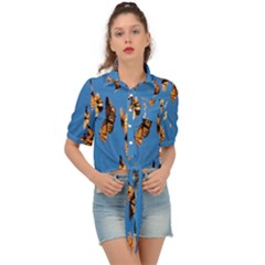 Eastern Monarch Butterfly Tie Front Shirt 