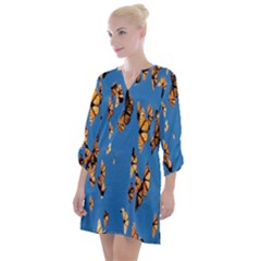 Eastern Monarch Butterfly Open Neck Shift Dress