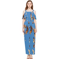 Eastern Monarch Butterfly Draped Sleeveless Chiffon Jumpsuit