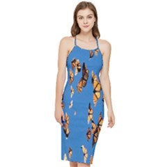 Eastern Monarch Butterfly Bodycon Cross Back Summer Dress