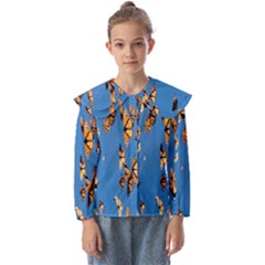 Eastern Monarch Butterfly Kids  Peter Pan Collar Blouse by nate14shop