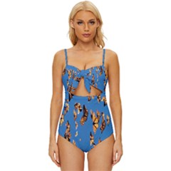 Eastern Monarch Butterfly Knot Front One-piece Swimsuit by nate14shop