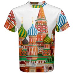 Moscow-kremlin-saint-basils-cathedral-red-square-l-vector-illustration-moscow-building Men s Cotton Tee by Jancukart