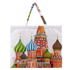 Moscow-kremlin-saint-basils-cathedral-red-square-l-vector-illustration-moscow-building Zipper Large Tote Bag by Jancukart