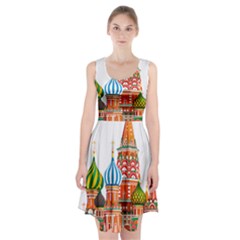 Moscow-kremlin-saint-basils-cathedral-red-square-l-vector-illustration-moscow-building Racerback Midi Dress by Jancukart