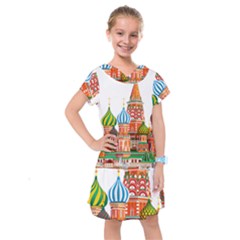 Moscow-kremlin-saint-basils-cathedral-red-square-l-vector-illustration-moscow-building Kids  Drop Waist Dress by Jancukart