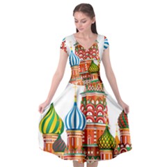 Moscow-kremlin-saint-basils-cathedral-red-square-l-vector-illustration-moscow-building Cap Sleeve Wrap Front Dress