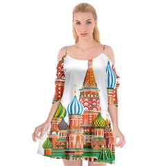 Moscow-kremlin-saint-basils-cathedral-red-square-l-vector-illustration-moscow-building Cutout Spaghetti Strap Chiffon Dress