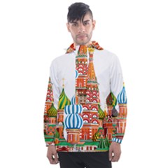 Moscow-kremlin-saint-basils-cathedral-red-square-l-vector-illustration-moscow-building Men s Front Pocket Pullover Windbreaker by Jancukart