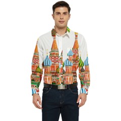 Moscow-kremlin-saint-basils-cathedral-red-square-l-vector-illustration-moscow-building Men s Long Sleeve Pocket Shirt 