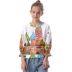 Moscow-kremlin-saint-basils-cathedral-red-square-l-vector-illustration-moscow-building Kids  Cuff Sleeve Top